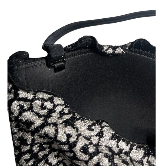 Calzedonia Black Bikini with Silver Metallic Pattern – Top & Bottom MED - Picture 4 of 7